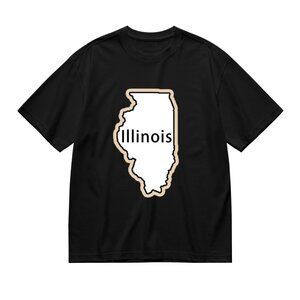 Illinois State Outline Graphic Tee - Black